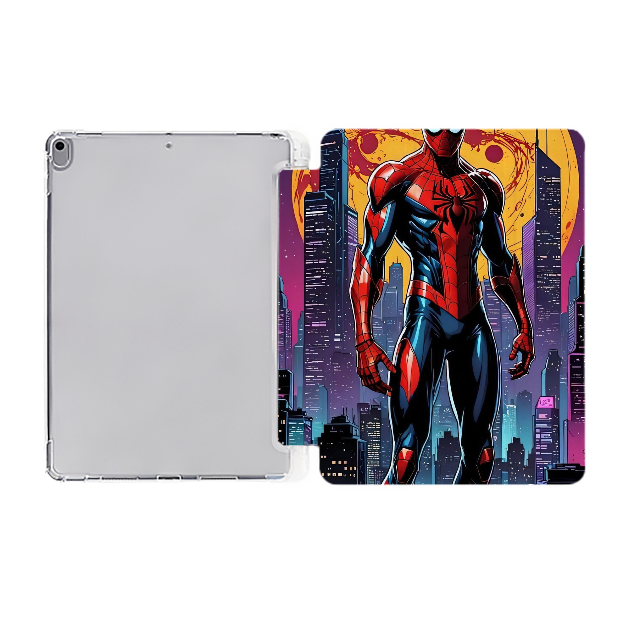 （画像用） Spider Man スパイダーマン IPad ケース ペン収納付き 三つ折りスタンド PUレザー×シリコン 対応機種9.5/10.5/10.9インチ